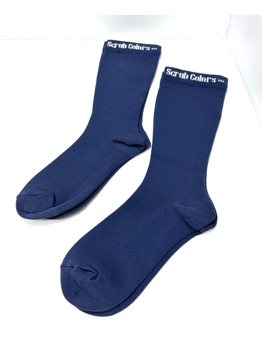 2 Pairs Scrub Colors Crew Socks Navy Blue Comfort Compression Athletic Socks
